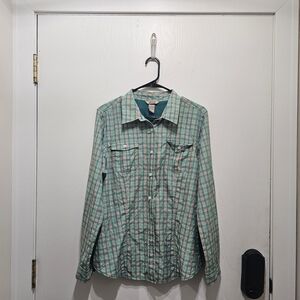 Duluth Trading Co Green Plaid Button-Down Shirt
